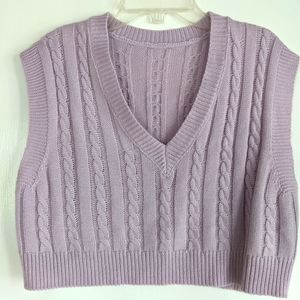 Lilac Purple Cropped Sweater Vest